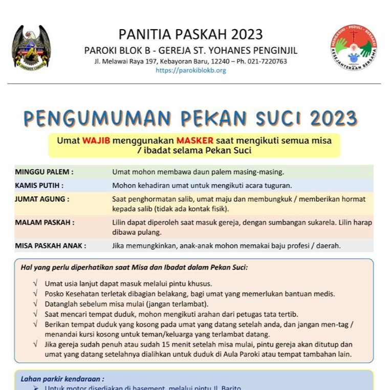 PENGUMUMAN PEKAN SUCI 2023